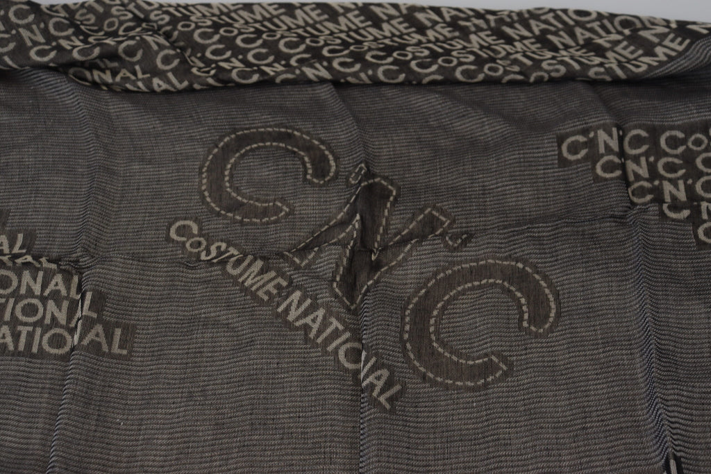 Costume National Grey Logo Knit Neck Scarf