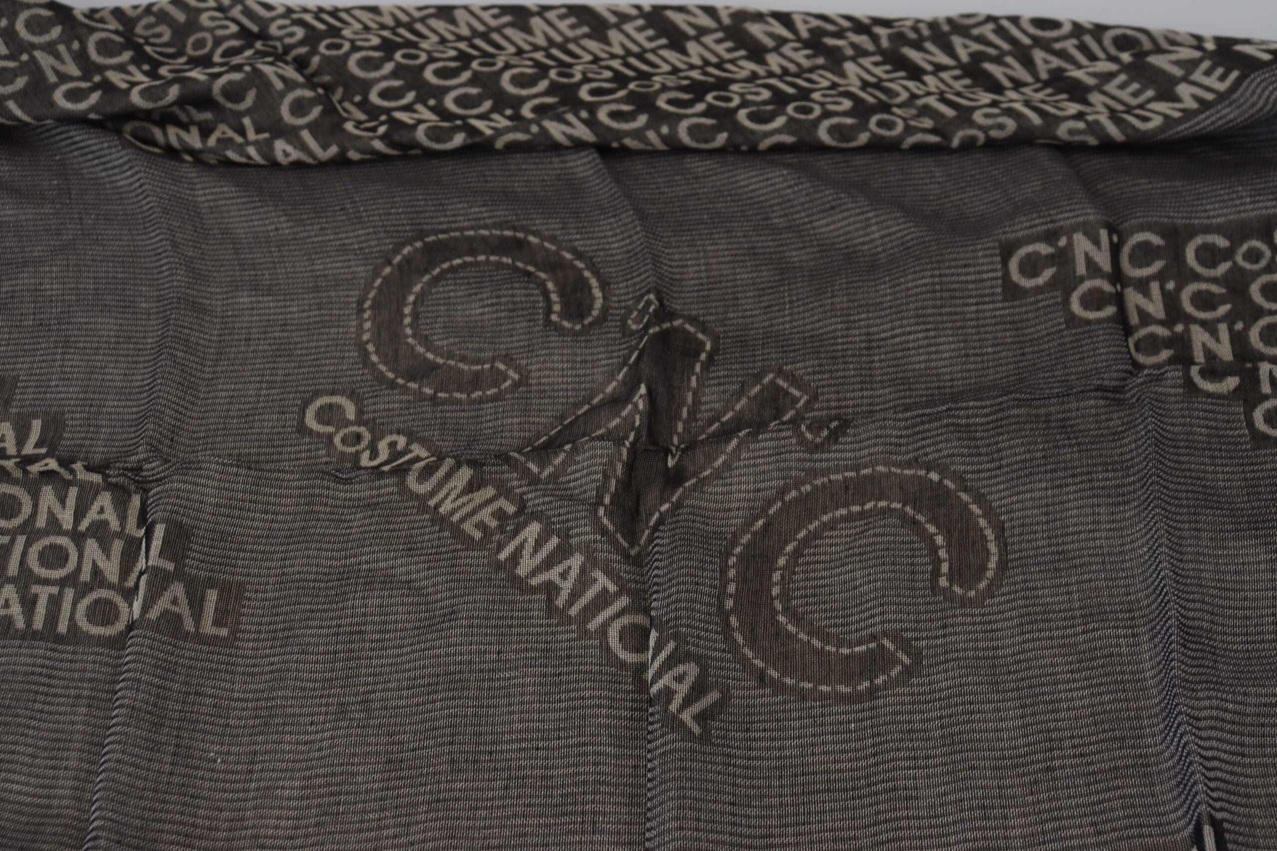 Costume National Grey Logo Knit Neck Scarf