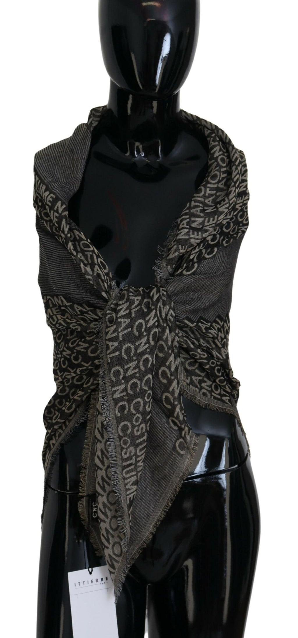 Costume National Grey Logo Knit Neck Scarf