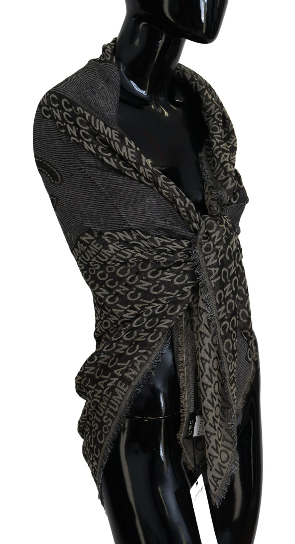 Costume National Grey Logo Knit Neck Scarf