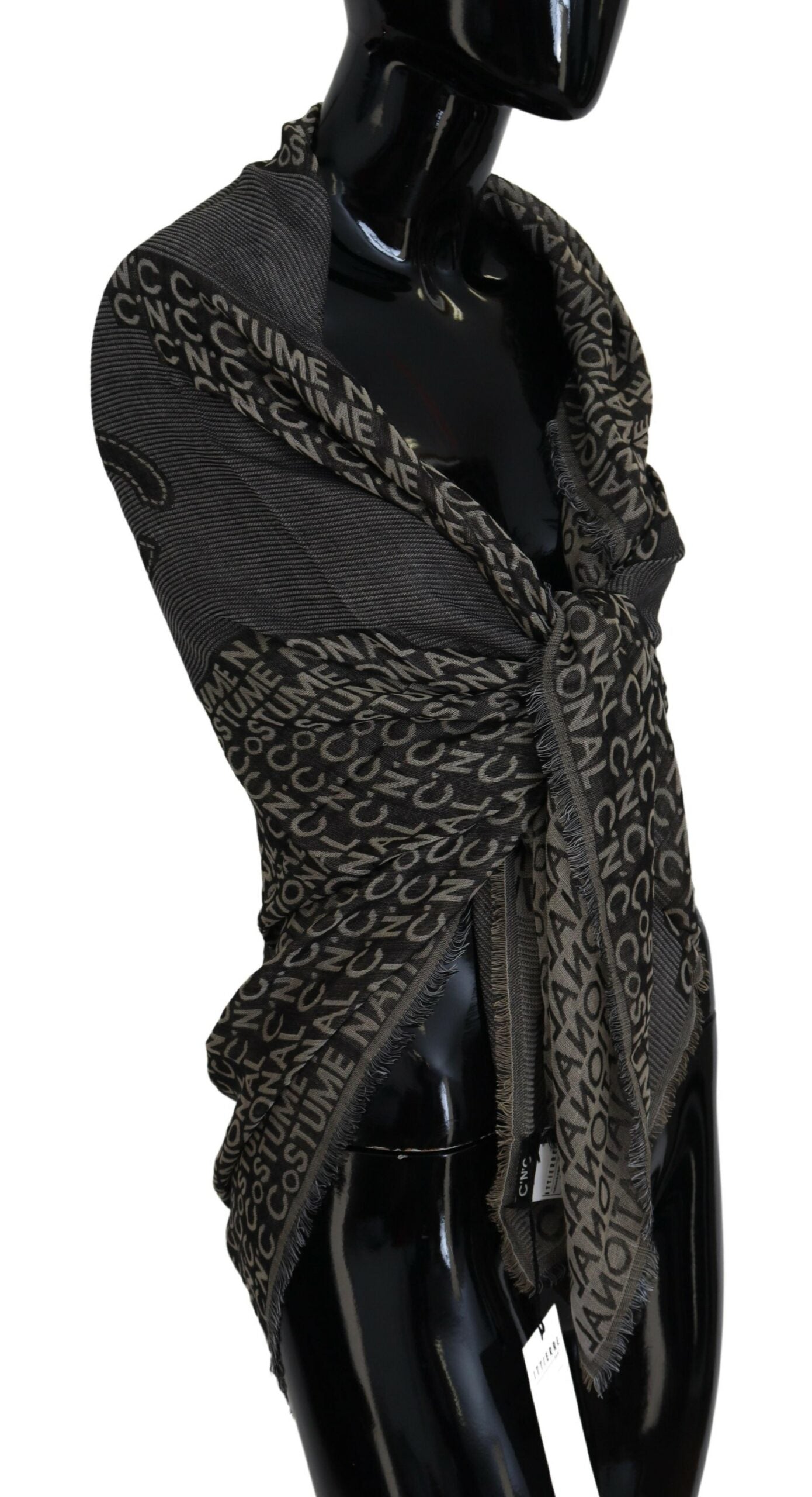 Costume National Grey Logo Knit Neck Scarf