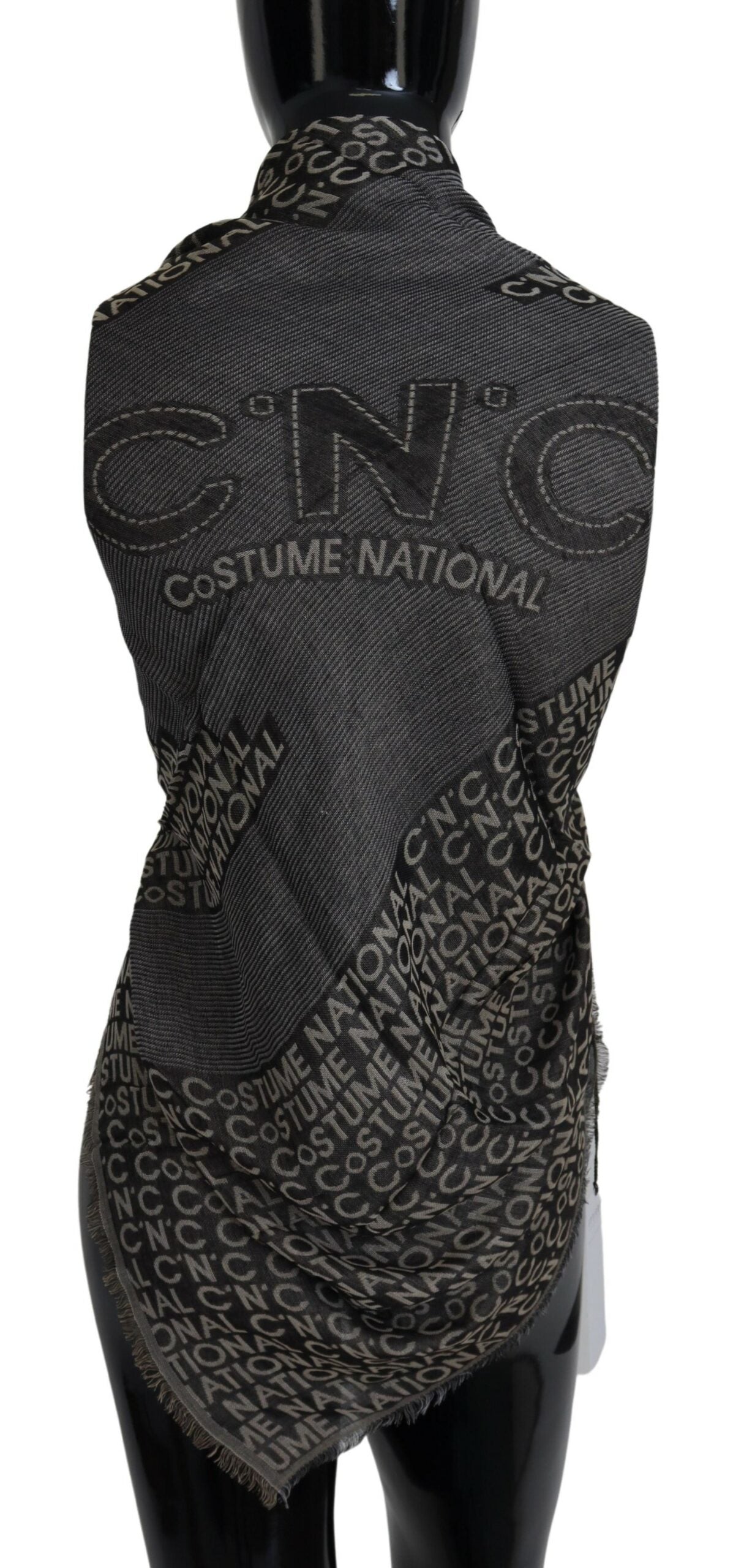Costume National Grey Logo Knit Neck Scarf