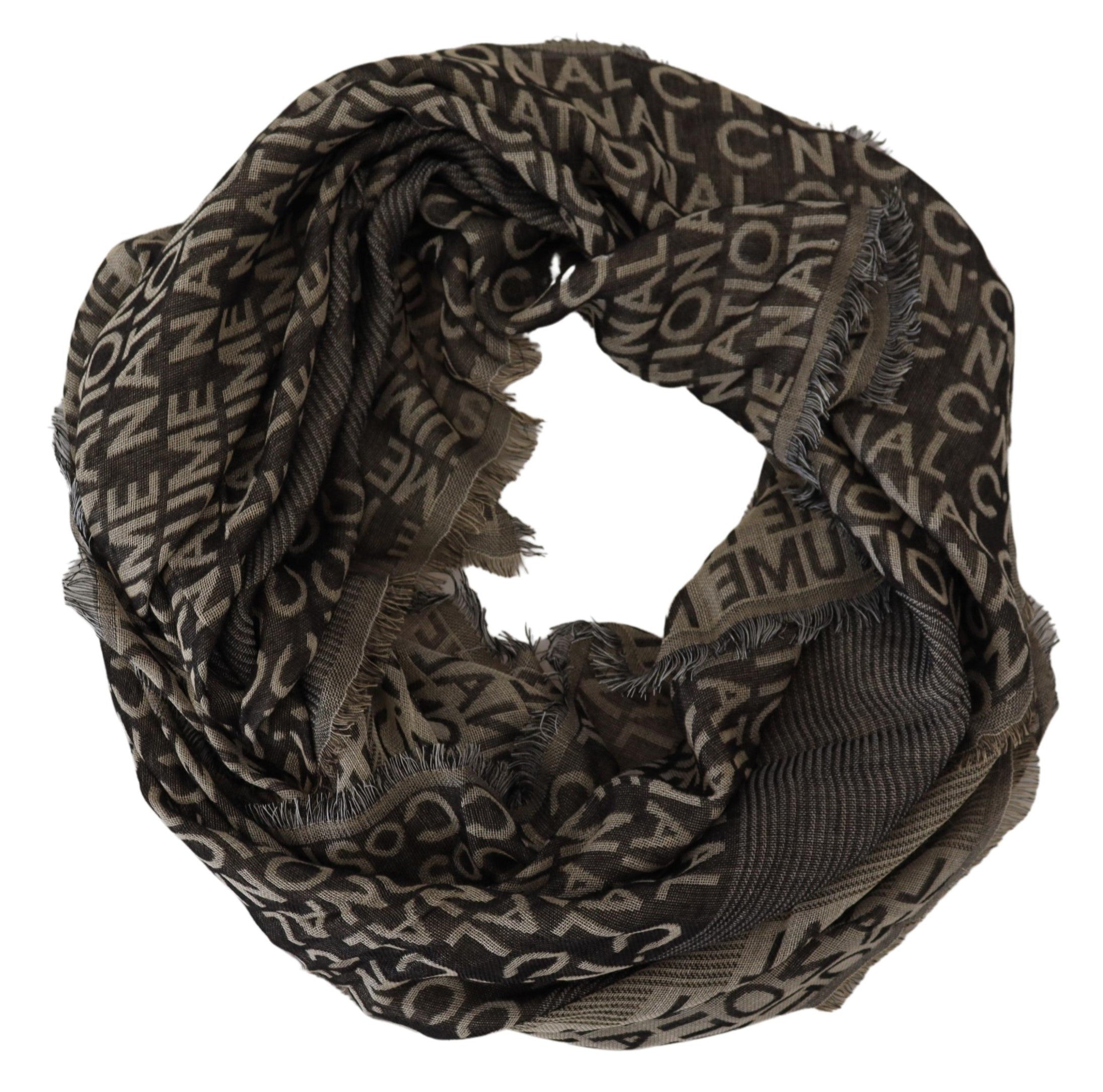 Costume National Grey Logo Knit Neck Scarf