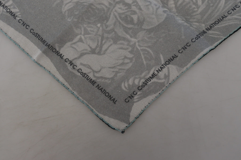 Costume National Grey Print Scarf Foulard Designer Scarf