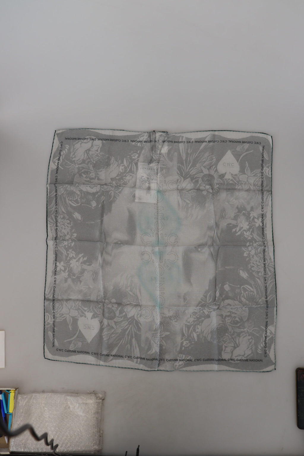 Costume National Grey Print Scarf Foulard Designer Scarf