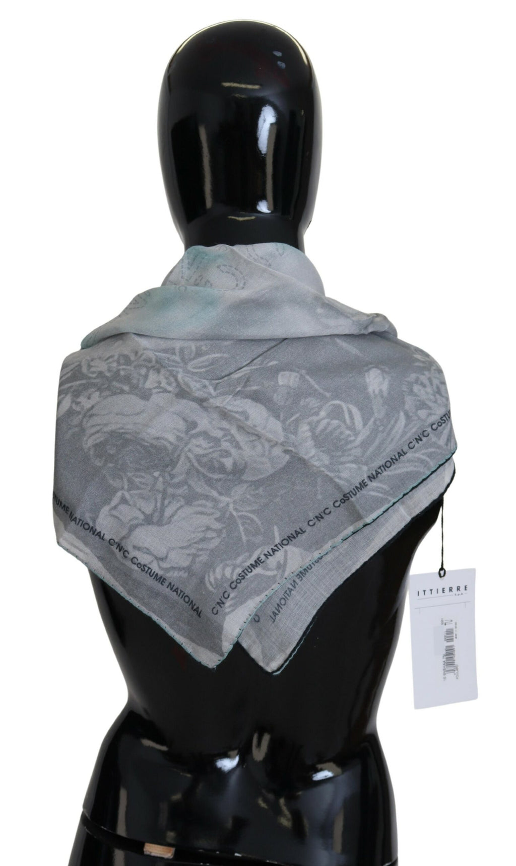 Costume National Grey Print Scarf Foulard Designer Scarf