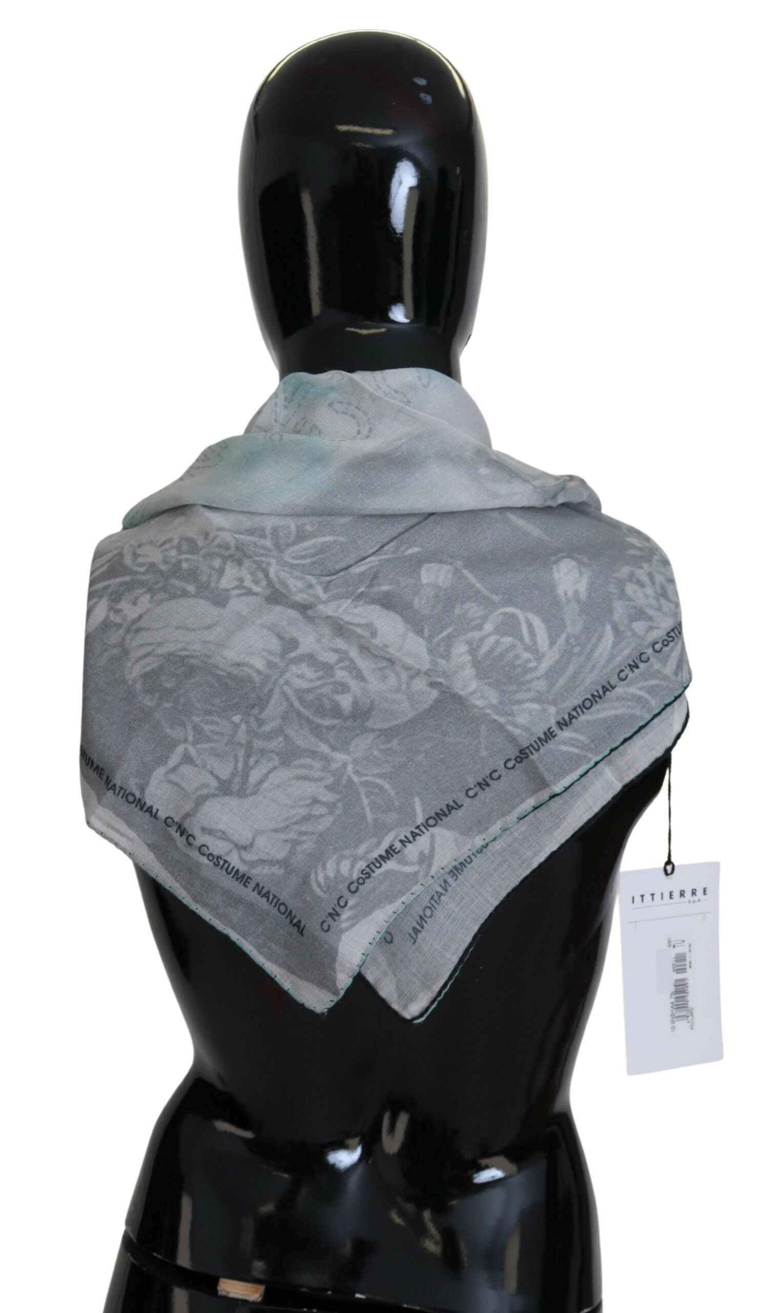 Costume National Grey Print Scarf Foulard Designer Scarf