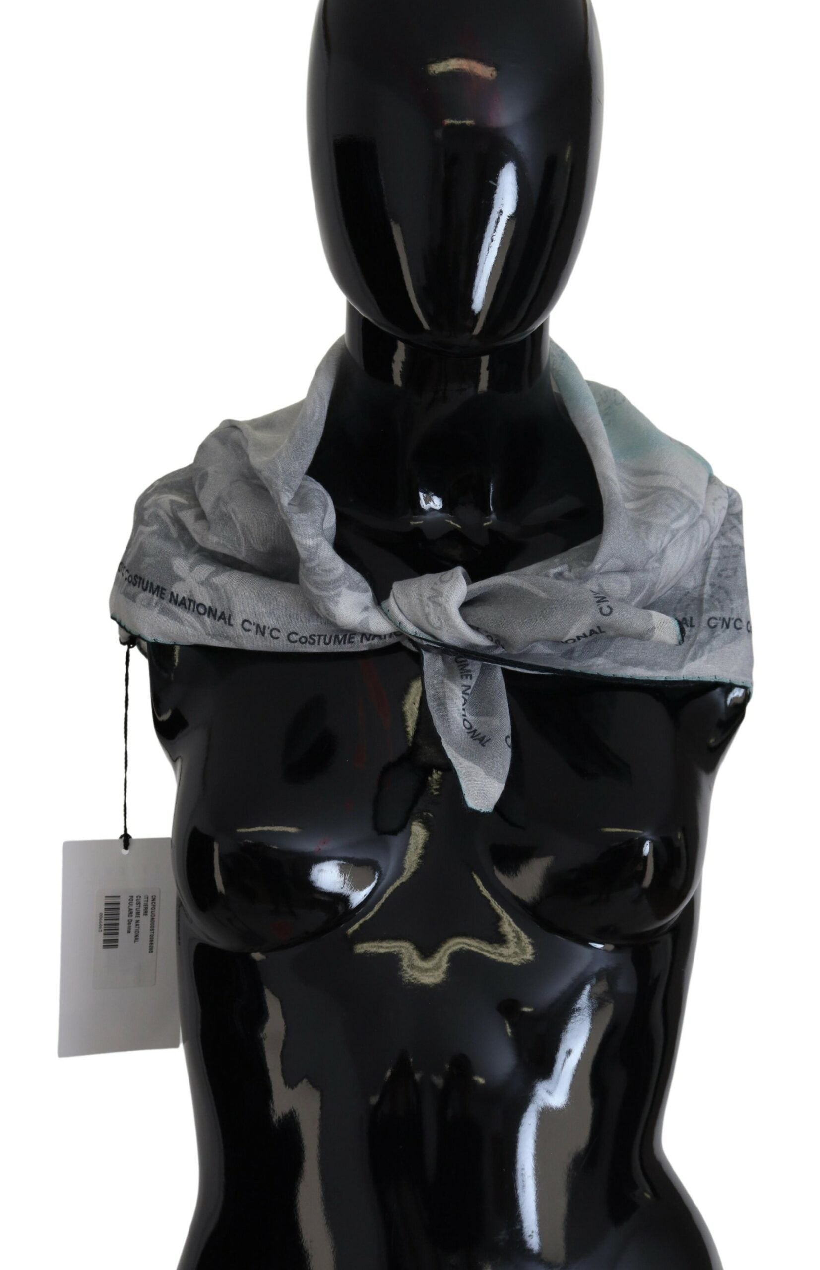 Costume National Grey Print Scarf Foulard Designer Scarf