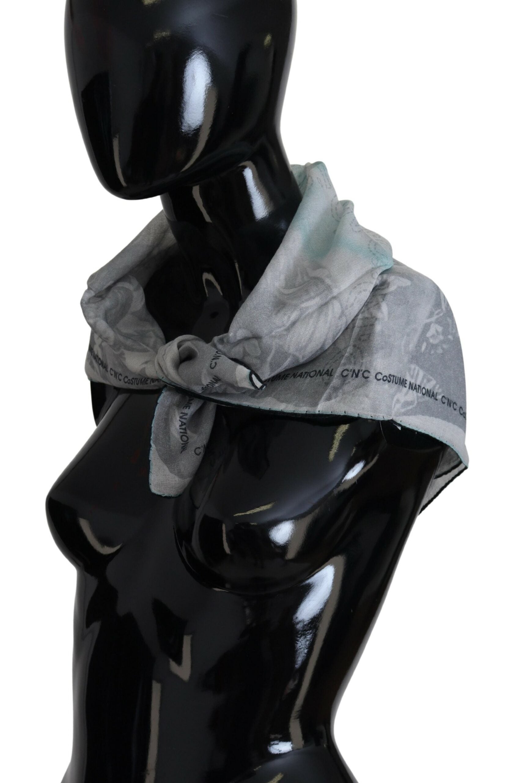 Costume National Grey Print Scarf Foulard Designer Scarf