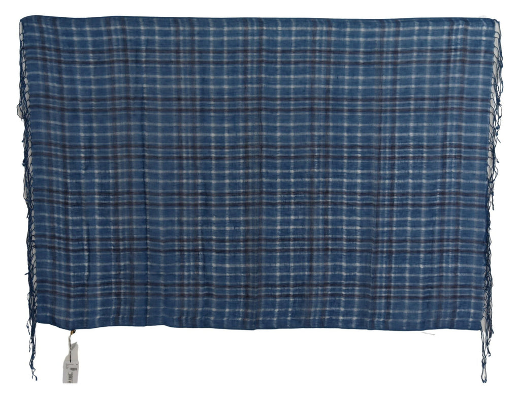 Costume National Blue Linen Scarf Fringed Scarf