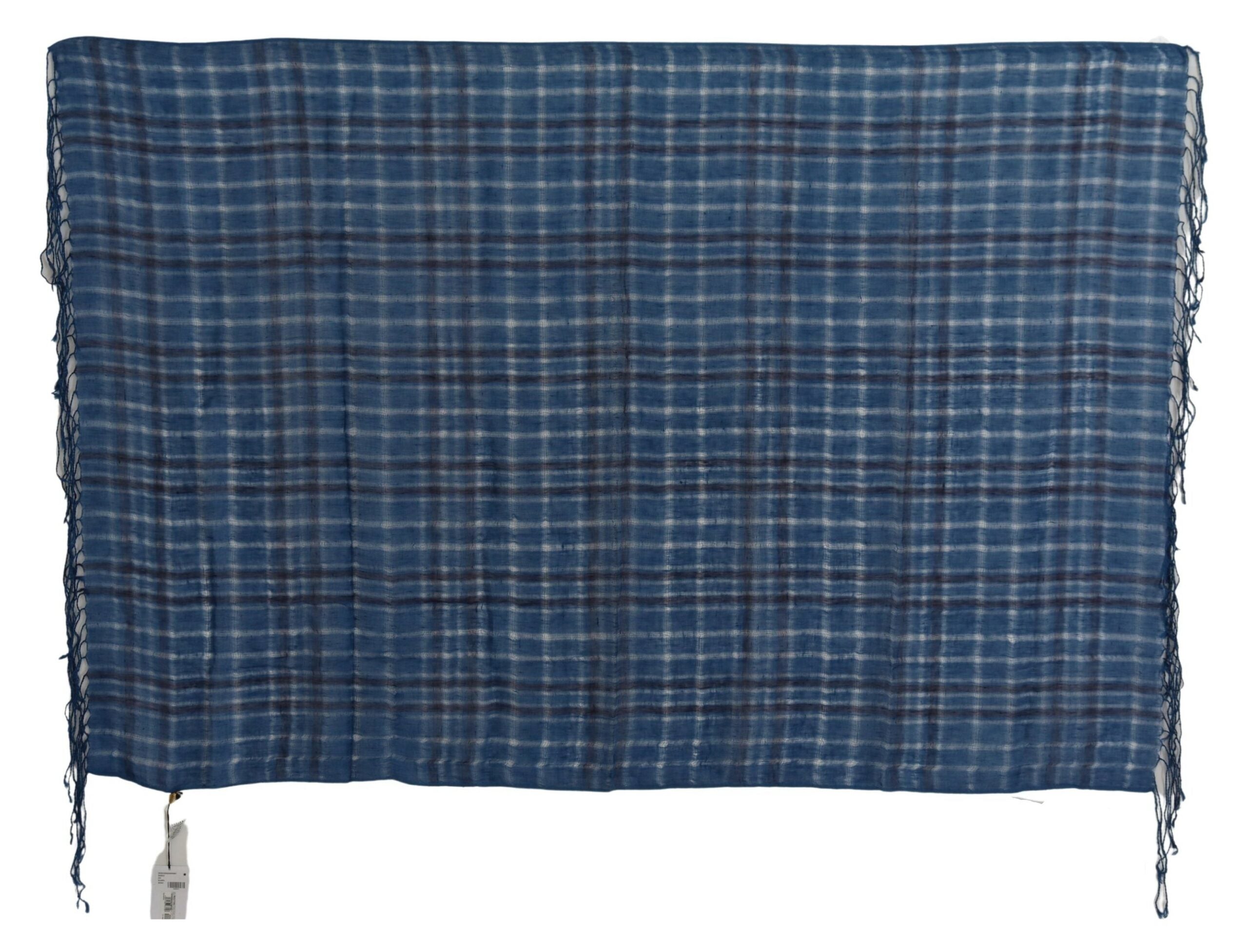 Costume National Blue Linen Scarf Fringed Scarf