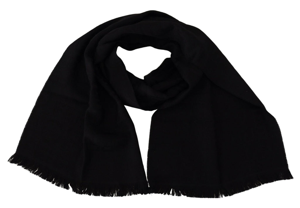 GF Ferre Schwarzer Wolle Hals Wrap Schal Fransen Schal