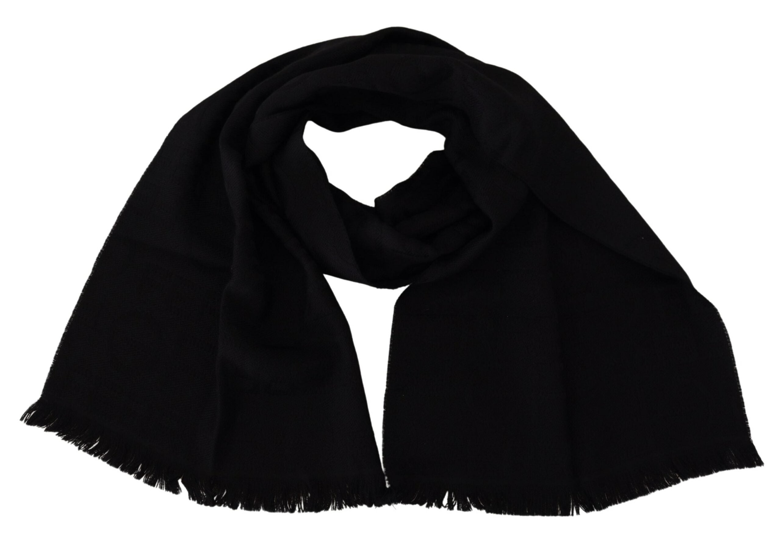 GF Ferre Schwarzer Wolle Hals Wrap Schal Fransen Schal