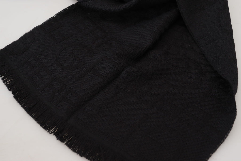 GF Ferre Schwarzer Wolle Hals Wrap Schal Fransen Schal