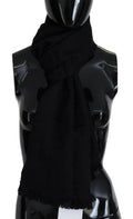 GF Ferre Schwarzer Wolle Hals Wrap Schal Fransen Schal