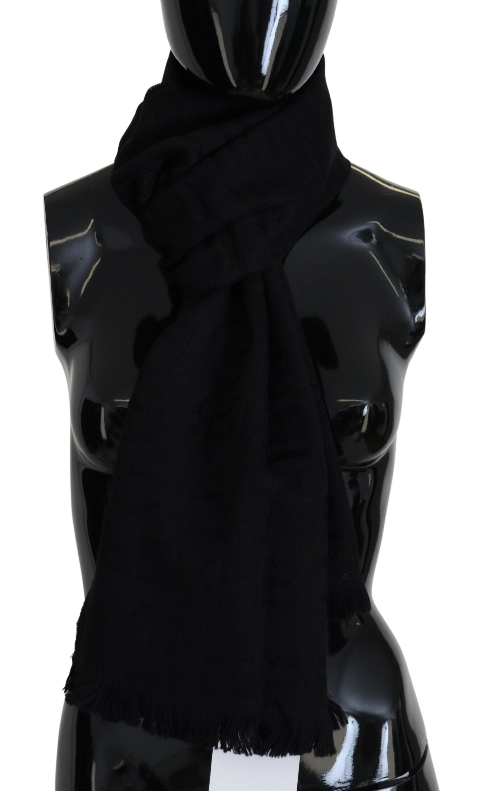 GF Ferre Schwarzer Wolle Hals Wrap Schal Fransen Schal