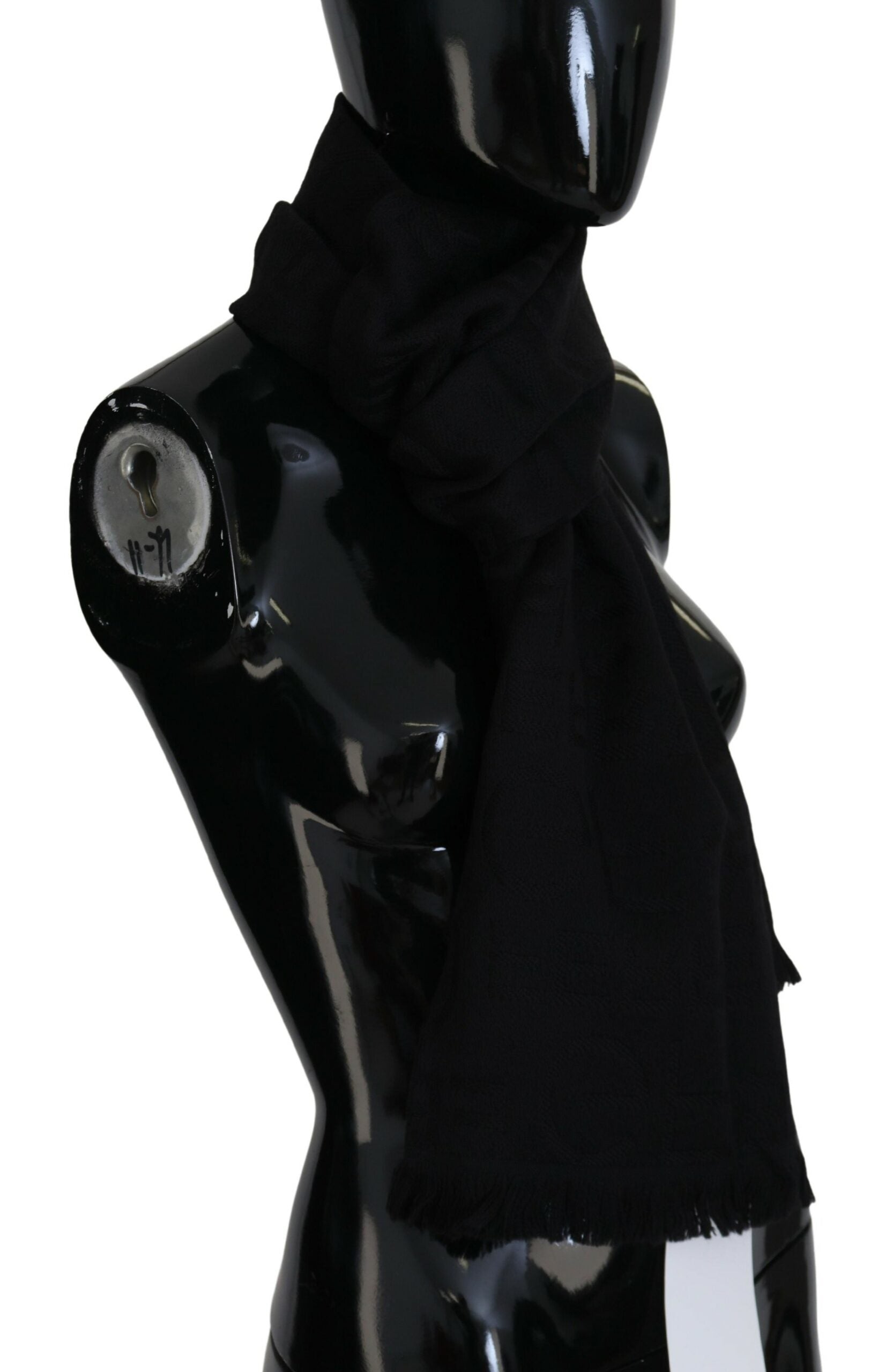 GF Ferre Schwarzer Wolle Hals Wrap Schal Fransen Schal