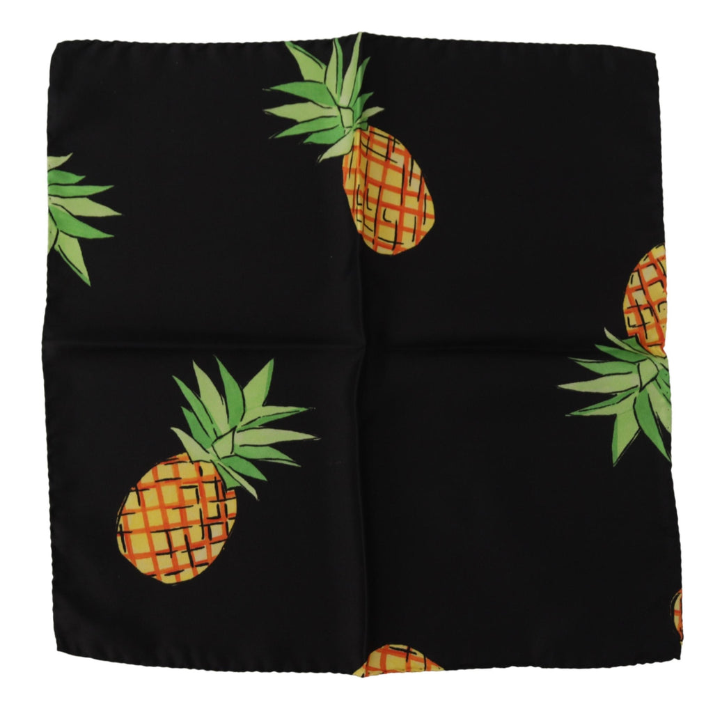 Dolce & Gabbana Schwarzes Quadratisches Taschentuch mit Ananasmotiv