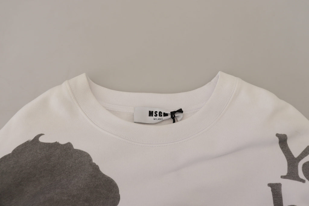 MSGM Weißer Baumwoll-Crewneck-Pullover Pullover