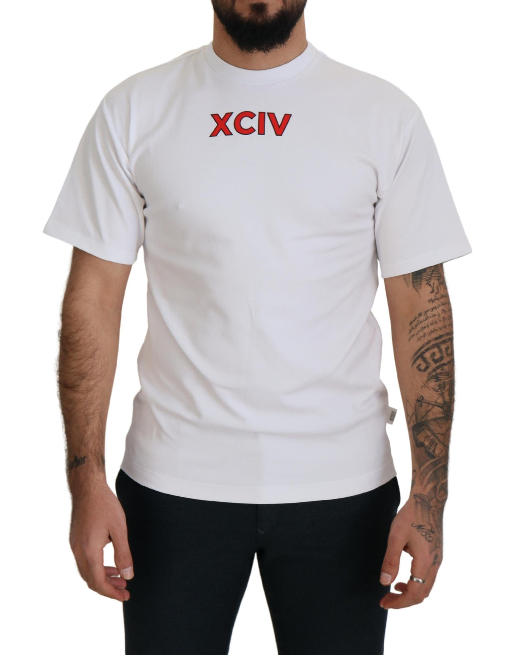 GCDS white T-shirt with logo print and short sleeves in cotton