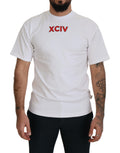 GCDS white T-shirt with logo print and short sleeves in cotton