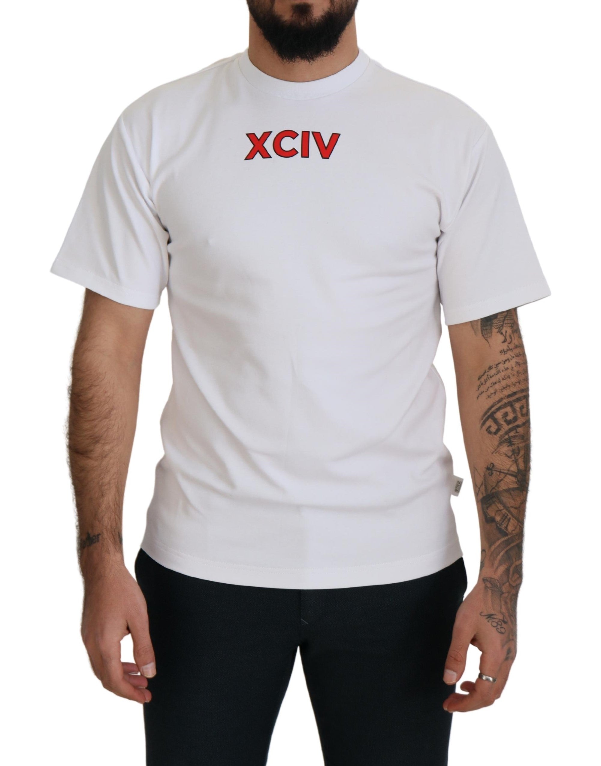 GCDS white T-shirt with logo print and short sleeves in cotton