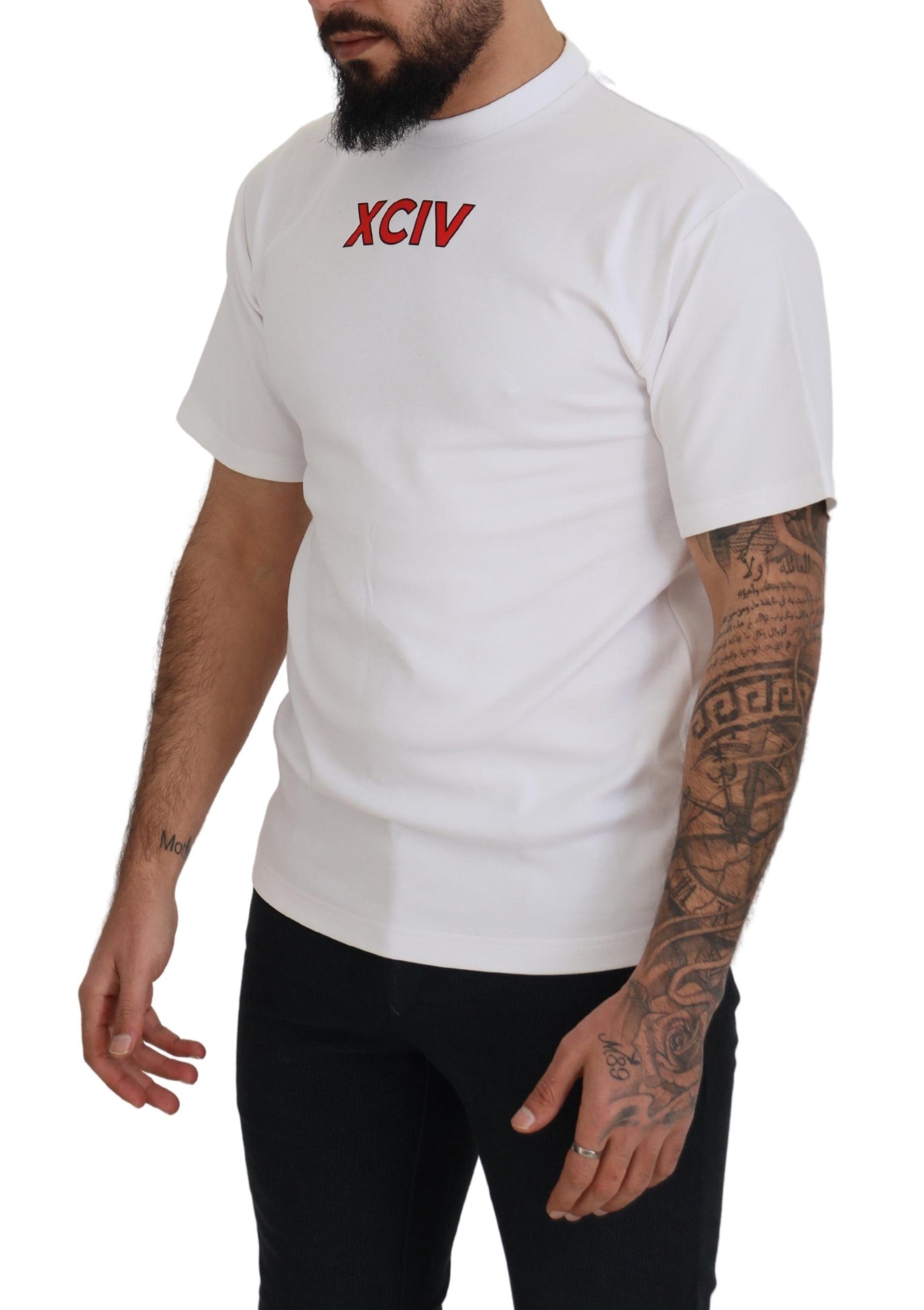 GCDS white T-shirt with logo print and short sleeves in cotton
