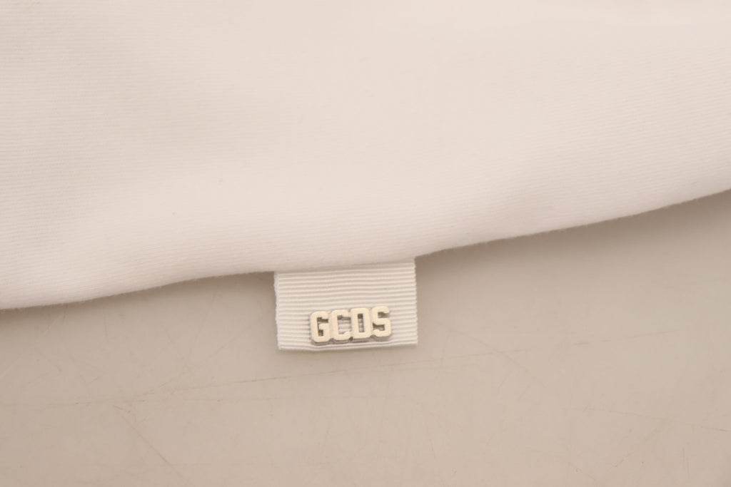 GCDS white T-shirt with logo print and short sleeves in cotton