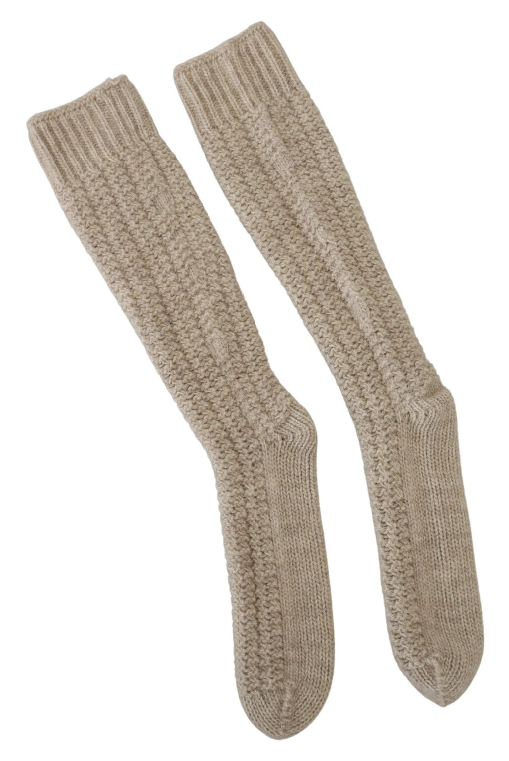 Dolce & Gabbana Beige Wool Knit Calf Length Women's Socks