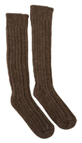 Dolce & Gabbana Brown Wool Knit Calf Length Women's Socks