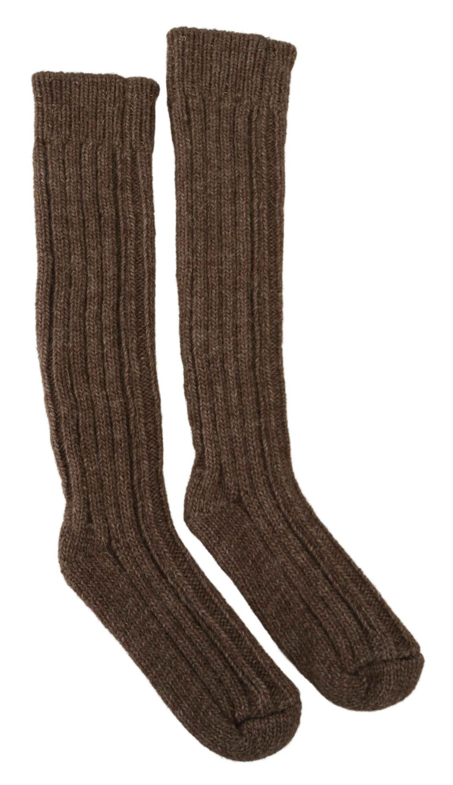 Dolce & Gabbana Brown Wool Knit Calf Length Women's Socks