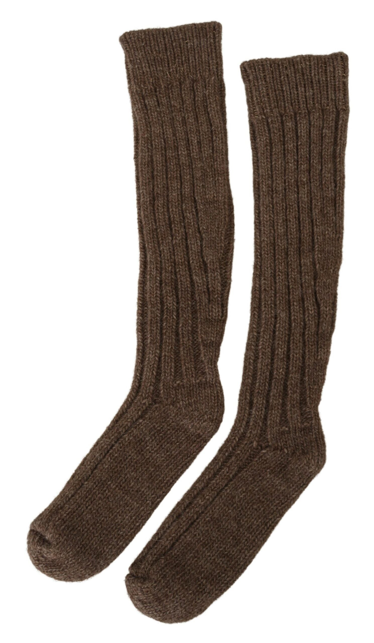 Dolce & Gabbana Brown Wool Knit Calf Length Women's Socks