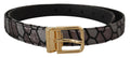 Dolce & Gabbana Mehrfarbiger Patchwork-Gürtel aus Leder mit goldenem Jaquardmuster