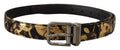 Dolce & Gabbana Multicolor Jacquard Leder Logo Metallschnalle Gürtel