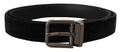 Dolce & Gabbana Black Velvet Silver-Tone Logo Metal Buckle Belt
