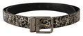 Dolce & Gabbana Schwarzer Marmor Print Leder Silberne Logoschnalle Gürtel