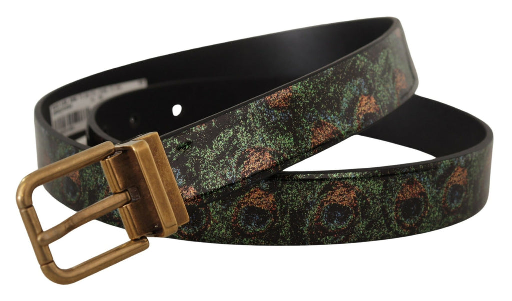 Dolce & Gabbana Multicolor Leather Patent Peacock Bronze Metal Belt