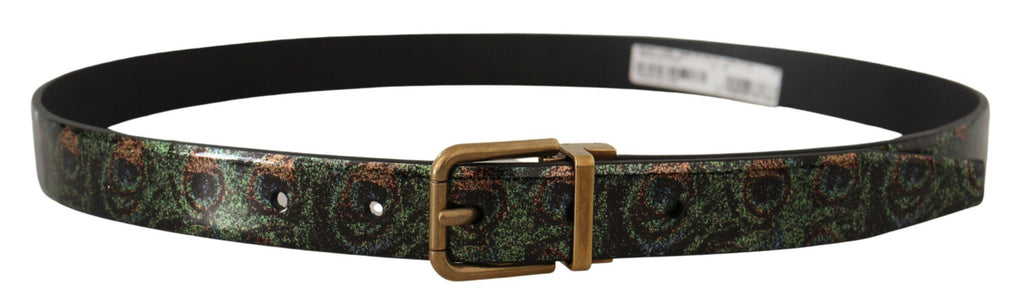 Dolce & Gabbana Multicolor Leather Patent Peacock Bronze Metal Belt