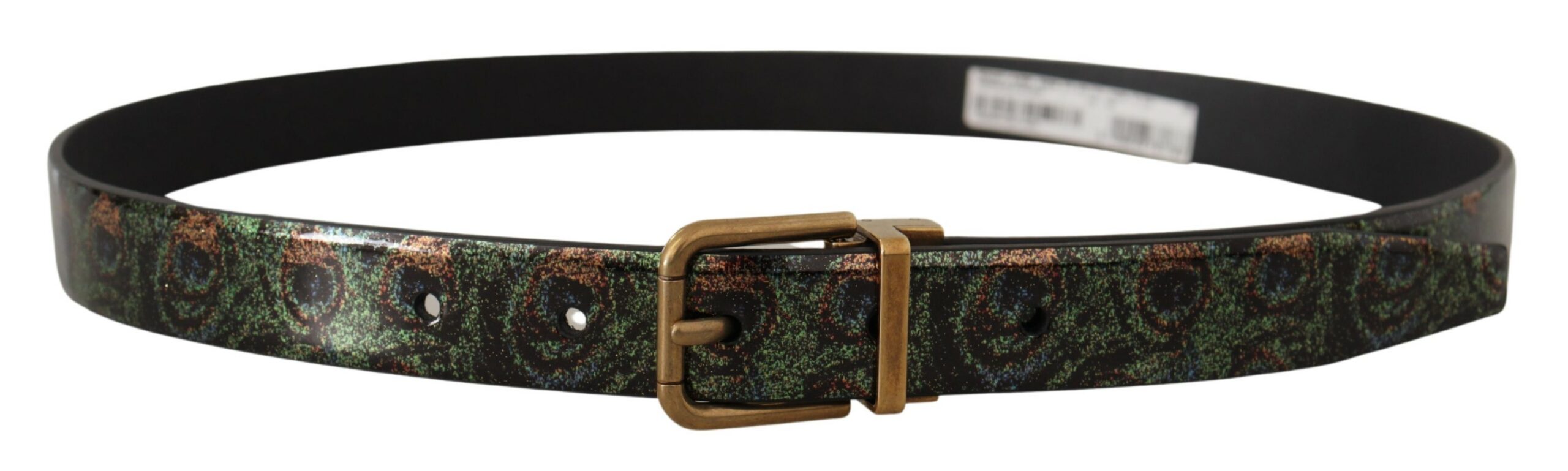 Dolce & Gabbana Multicolor Leather Patent Peacock Bronze Metal Belt