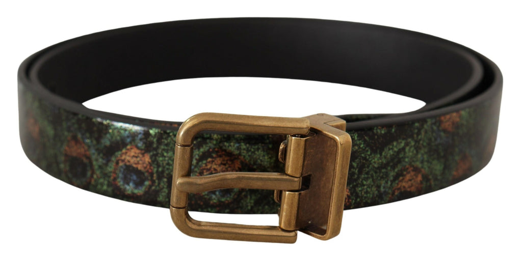 Dolce & Gabbana Multicolor Leather Patent Peacock Bronze Metal Belt