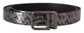 Dolce & Gabbana Grey Herringbone Leather Belt with 3D Metal Buckle