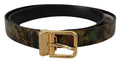 Dolce & Gabbana Schwarz Grün Leder Bronze Metall Schnalle Gürtel