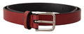 Dolce & Gabbana Kastanienbrauner Vitello-Leder-Gürtel mit silbernem Metall