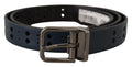 Dolce & Gabbana Blue Perforated Skinny Leather Belt with Metal Buckle