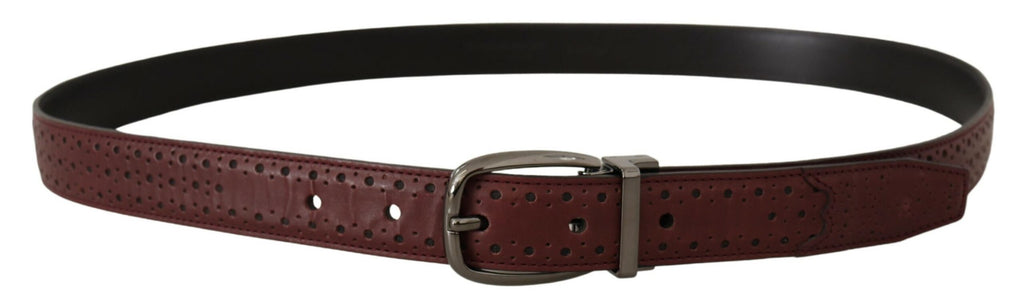 Dolce & Gabbana Brauner perforierter Ledergürtel mit Metallschnalle
