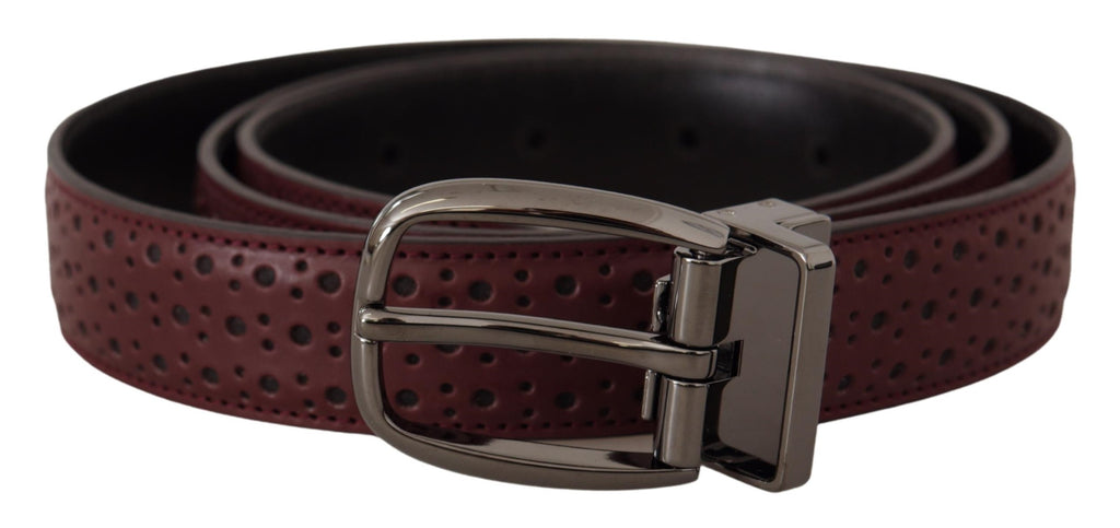 Dolce & Gabbana Brauner perforierter Ledergürtel mit Metallschnalle