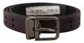 Dolce & Gabbana Burgundy Leather Belt with Perforated Metal Buckle