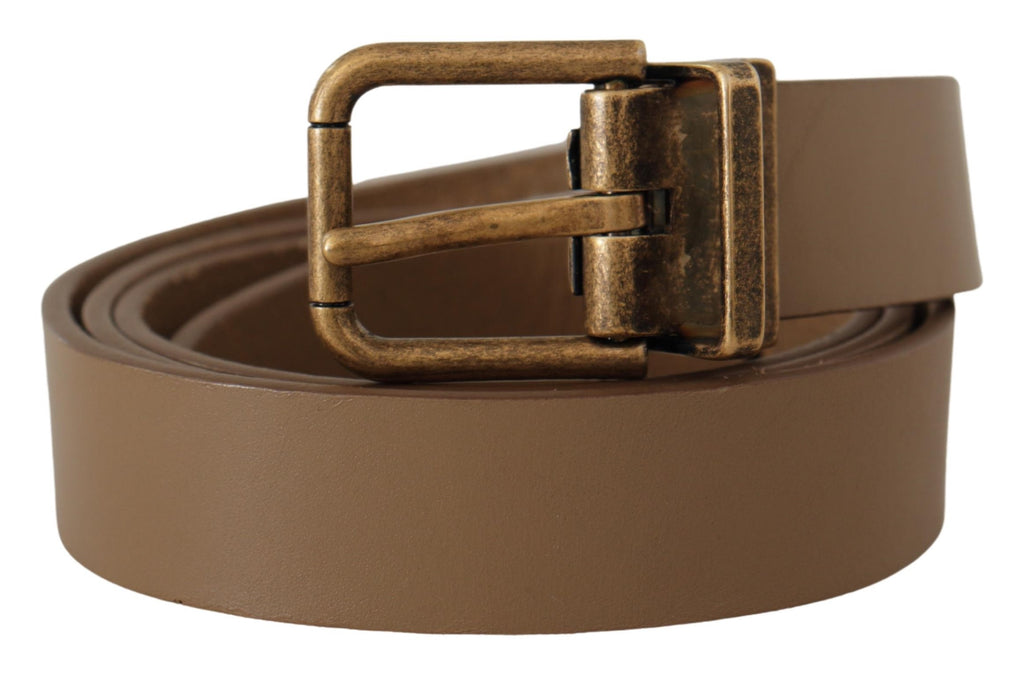 Dolce & Gabbana Brauner Massivledergürtel mit Messingschnalle