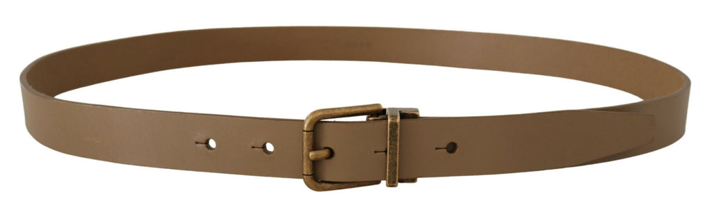 Dolce & Gabbana Brauner Massivledergürtel mit Messingschnalle