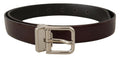 Dolce & Gabbana Braunes Lackleder Silberne Metallschnalle Gürtel